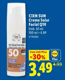 Lidl Cien Sun Creme Solar Facial Q10 promoção