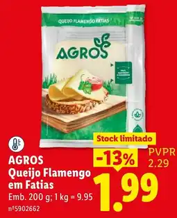 Lidl Agros queijo flamengo em fatias promoção