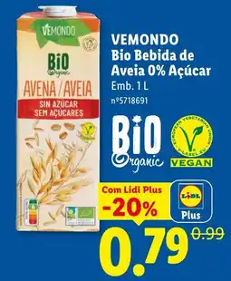 Lidl Vemondo bio bebida de aveia 0% açúcar promoção
