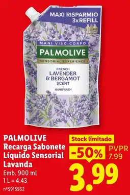 Lidl Palmolive recarga sabonete líquido sensorial lavanda promoção