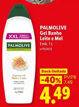 Lidl Palmolive gel banho leite e mel promoção