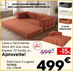 Conforama Sofá cama 3 lugares tetrís promoção