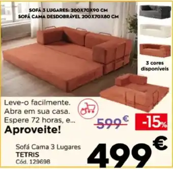 Conforama Sofá cama 3 lugares tetrís promoção