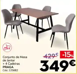 Conforama Conjunto de Mesa de Jantar + 4 Cadeiras Praga promoção