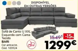 Conforama Sofá de Canto U XXL Esquerdo com Cama Tecido Bari promoção