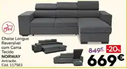 Conforama Chaise Longue Reversível com Cama Tecido Norway Antracite promoção