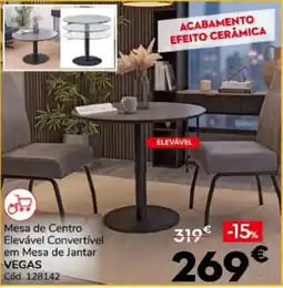 Conforama Mesa de centro elevável convertível em mesa de jantar vegas promoção