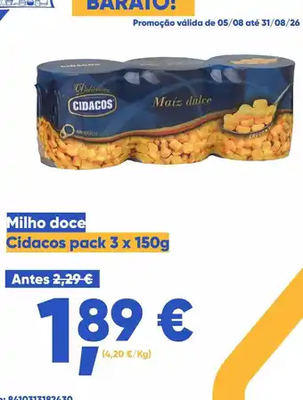 Milho doce Cidacos pack 3 x 150g