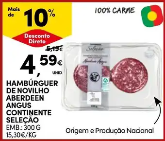 Hambúrguer de novilho aberdeen angus continente seleção
