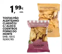 Continente Tostas pão alentejano clássico c/ alho e coentros forno do monte promoção