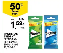 Continente Pastilhas trident spearmint/peppermint promoção