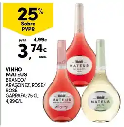 Continente vinho mateus branco/ aragonez, rosé/ rosé promoção