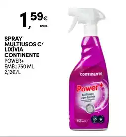 Continente spray multiusos c/ lixívia continente power+ promoção