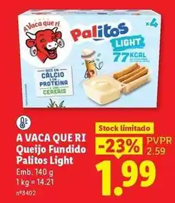 Lidl A vaca que ri - queijo fundido palitos light promoção