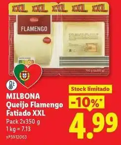 Lidl Milbona - queijo flamengo fatiado xxl promoção