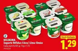 Lidl Milbona - iogurte bifidus coco/ lima-limao promoção