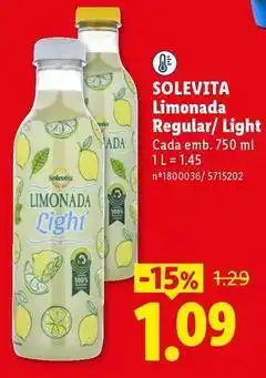 Lidl Solevita - limonada regular/light promoção