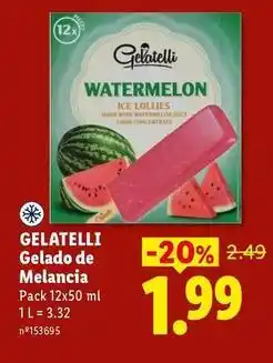 Lidl Gelatelli - gelado de melancia promoção