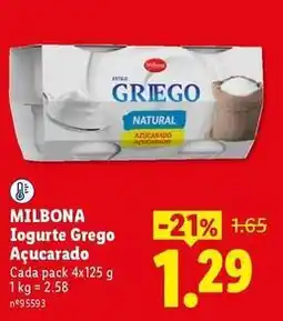 Lidl Milbona - iogurte grego acucardo promoção