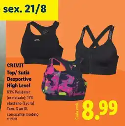 Lidl CRIVIT Top/ Sutiã Desportivo High Level promoção