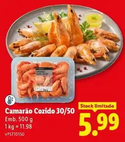 Lidl Camarão Cozido 30/50 promoção