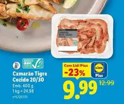 Lidl Camarão Tigre Cozido 20/30 promoção