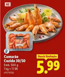 Lidl Camarão Cozido 30/50 promoção