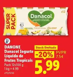 Lidl DANONE Danacol Iogurte Líquido de Frutos Tropicais promoção