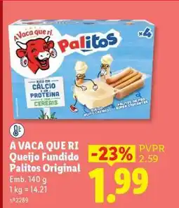 Lidl A VACA QUE RI Queijo Fundido Palitos Original promoção