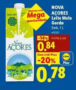 Lidl Nova Açores Leite Meio-gordo promoção