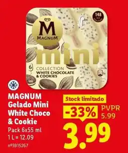 Lidl MAGNUM Gelado Mini White Choco & Cookie promoção