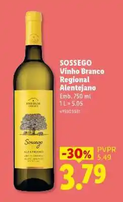 Lidl SOSSEGO Vinho Branco Regional Alentejano promoção
