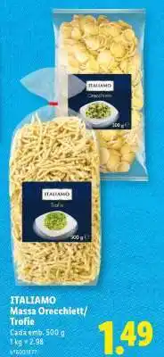 Lidl ITALIAMO Massa Orecchietti/Trofie promoção