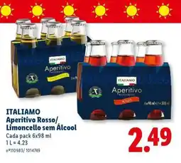 Lidl ITALIAMO Aperitivo Rosso/ Limoncello sem Álcool promoção