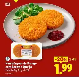 Lidl Hambúrguer de Frango com Bacon e Queijo promoção