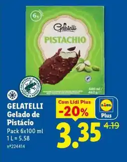 Lidl GELATELLI Gelado de Pistácio promoção