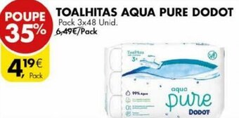 Pingo Doce Toalhitas Aqua Pure Dodot 3x48 unid promoção