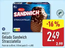 ALDI Mucci gelado sandwich stracciatella promoção