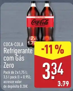 ALDI Coca-Cola Refrigerante com Gás Zero promoção