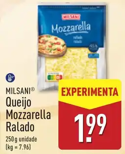 ALDI Milsani queijo mozzarella ralado promoção