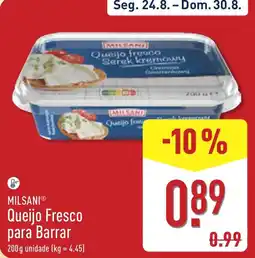 ALDI Milsani queijo fresco para barrar promoção