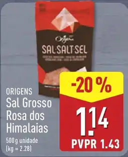 ALDI Origens sal grosso rosa dos himalaias promoção