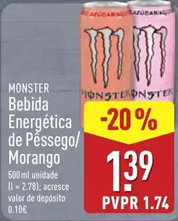 ALDI Monster bebida energética de pêssego/morango promoção