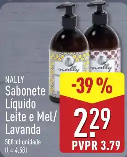 ALDI nally sabonete líquido leite e mel/lavanda promoção