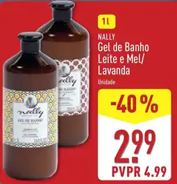 ALDI nally gel de banho leite e mel/lavanda promoção