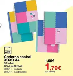 Staples make notes caderno espiral xoxo a4 promoção
