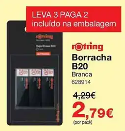 Staples Rotring borracha b20 branca promoção