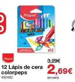 Staples Maped 12 Lápis de cera colorpeps promoção