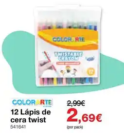 Staples colorarte 12 lápis de cera twist promoção