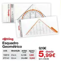 Staples rotring esquadro geométrico promoção